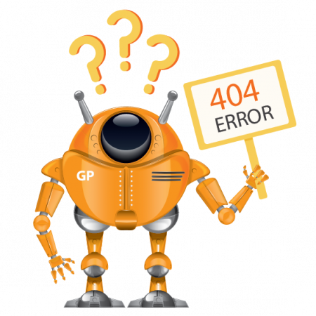 Robot con cartel de 404 ERROR
